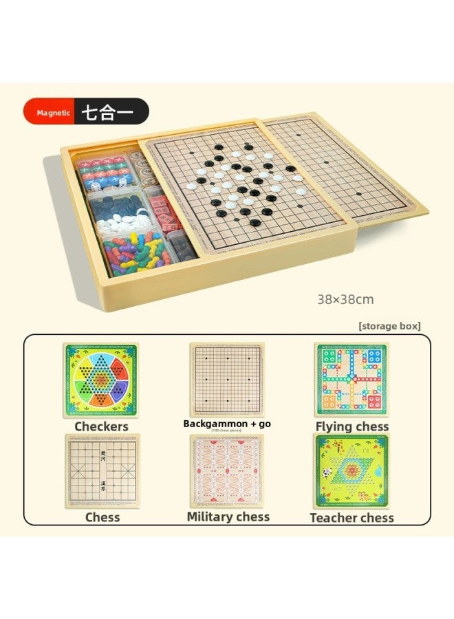 Magnetic suction multifunctional chessboard all-in-one suit children's chess educational toys flying chess checkers backgammon chess